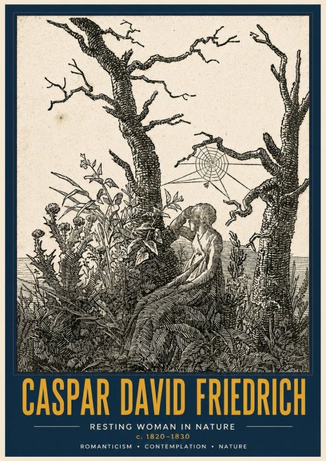 Caspar David Friedrich Resting Woman in Nature No4 - Juliste
