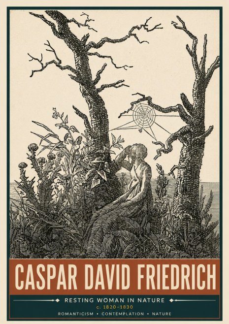 Caspar David Friedrich Resting Woman in Nature No5 - Juliste