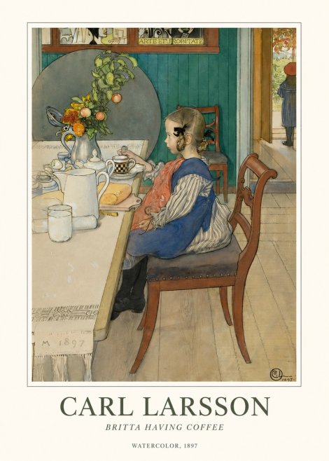 Carl Larsson Britta Having Coffee No1 - Juliste