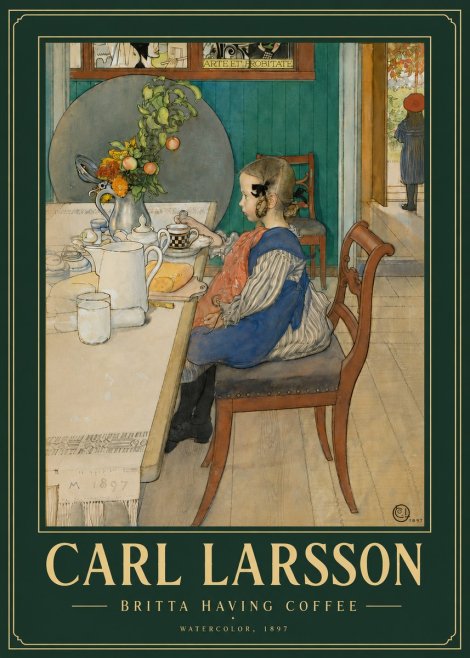 Carl Larsson Britta Having Coffee No4 - Juliste