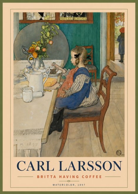 Carl Larsson Britta Having Coffee No5 - Juliste