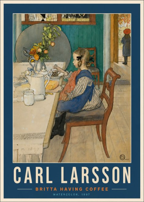 Carl Larsson Britta Having Coffee No6 - Juliste