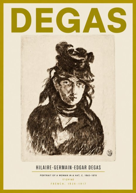 Edgar Degas Portrait of a Woman in a Hat No3 - Juliste