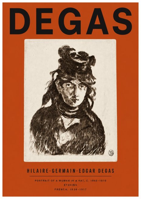 Edgar Degas Portrait of a Woman in a Hat No4 - Juliste