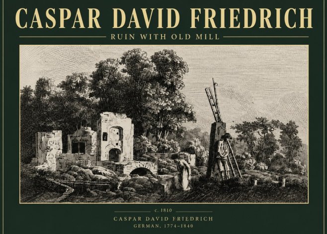Caspar David Friedrich Ruin with Old Mill No4 - Juliste