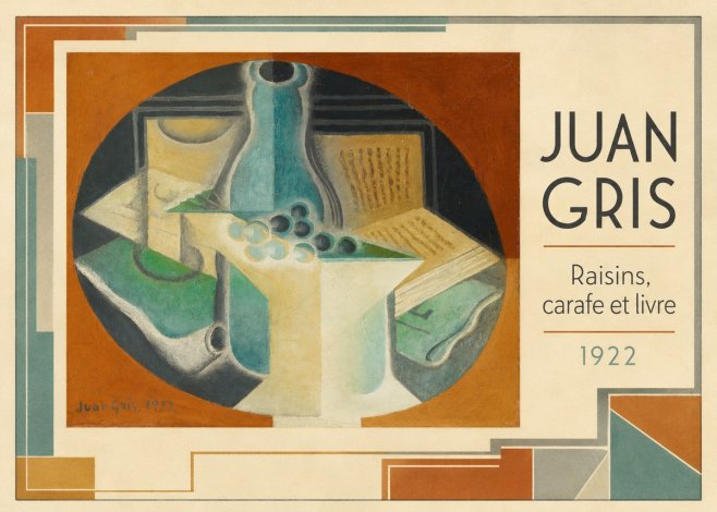 Juan Gris Raisins, Carafe Et Livre No5 - Juliste