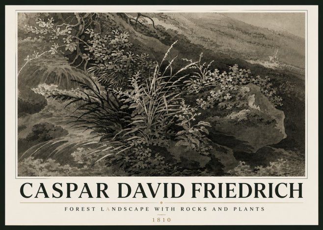 Caspar David Friedrich Forest Landscape with Rocks and Plants No6 - Juliste