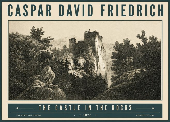 Caspar David Friedrich The Castle in the Rocks No4 - Juliste