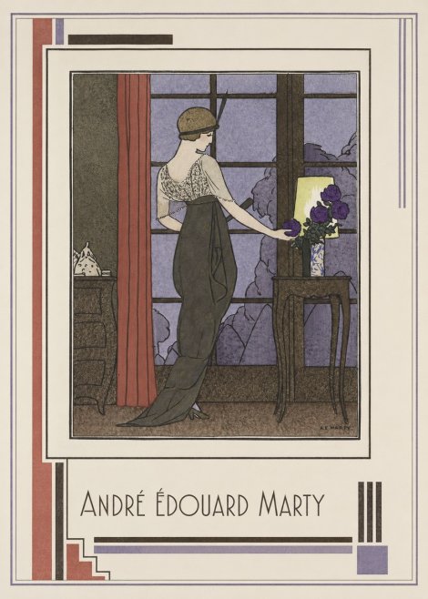 André Édouard Marty Lady at the Window with Roses No1 - Juliste