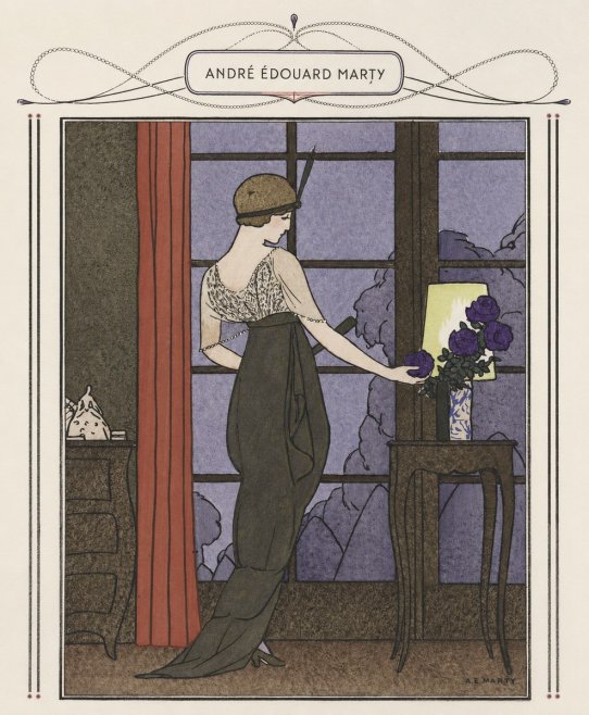 André Édouard Marty Lady at the Window with Roses No5 - Juliste