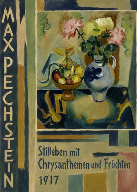 Max Pechstein Stilleben Mit Chrysanthemen Und Früchten No4 - Juliste