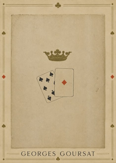 Georges Goursat Crown and Playing Cards No1 - Juliste