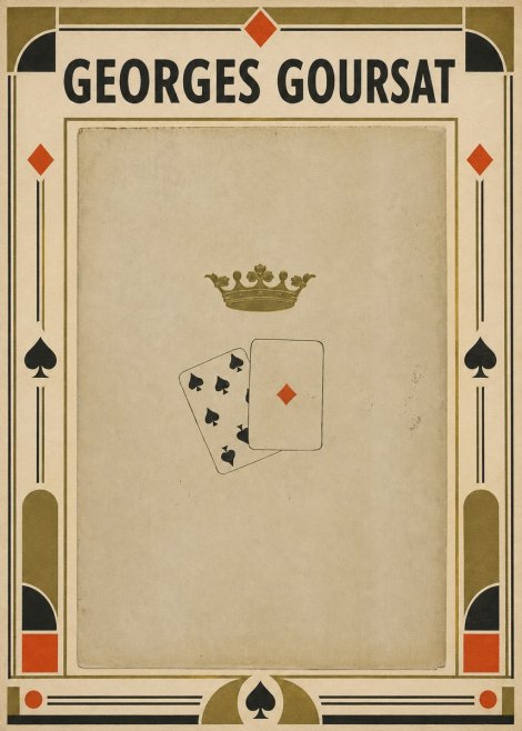 Georges Goursat Crown and Playing Cards No4 - Juliste