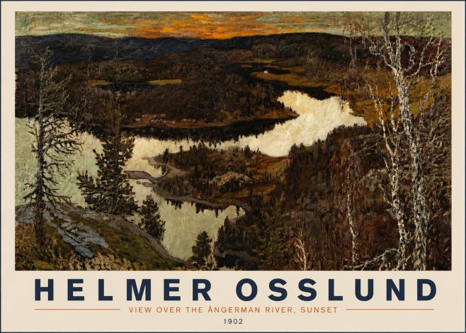 Helmer Osslund View over the Angerman River, Sunset No3 - Juliste
