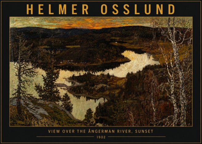 Helmer Osslund View over the Angerman River, Sunset No5 - Juliste
