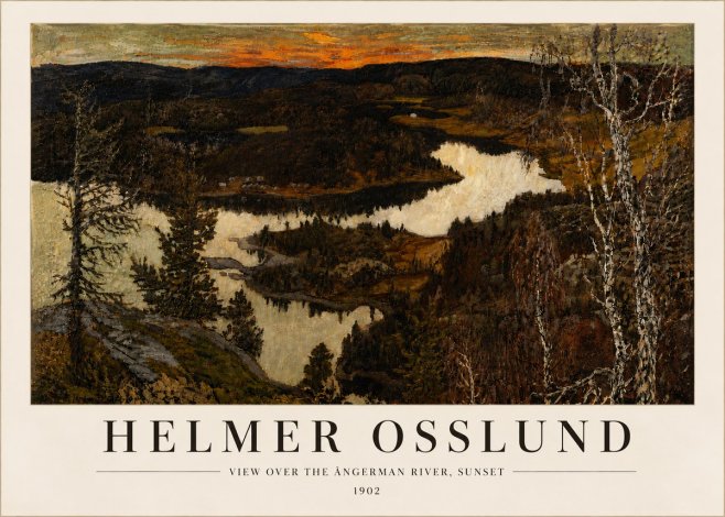 Helmer Osslund View over the Angerman River, Sunset No6 - Juliste