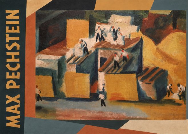 Max Pechstein Workers on Rooftops No2 - Juliste