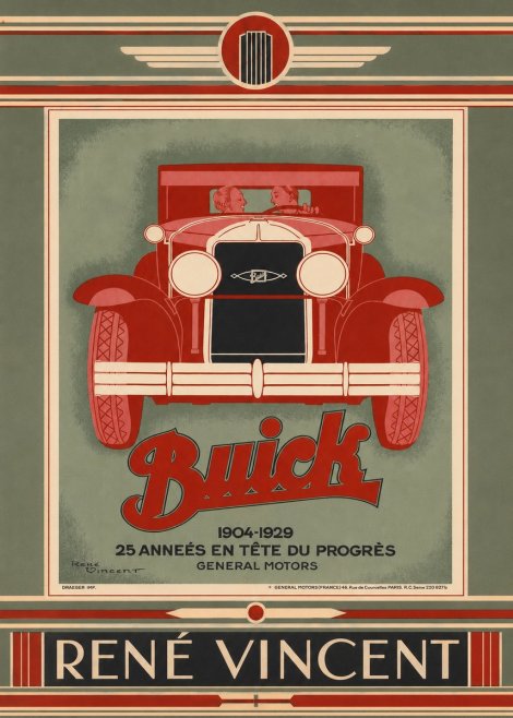 René Vincent Buick - 25 Années En Tête Du Progrès No4 - Juliste