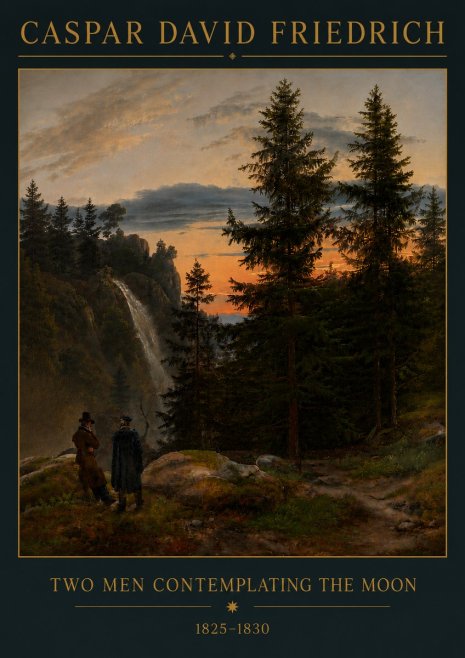 Caspar David Friedrich Two Men Contemplating the Moon I No6 - Juliste
