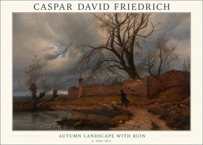 Caspar David Friedrich Autumn Landscape with Ruin No1 - Juliste