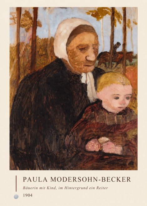 Paula Modersohn-Becker Bäuerin Mit Kind, Im Hintergrund Ein Reiter No4 - Juliste