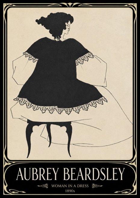 Aubrey Beardsley Woman in a Dress No1 - Juliste
