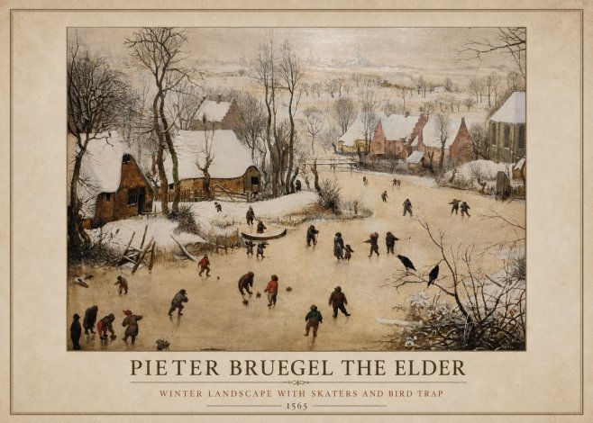 Pieter Bruegel Winter Landscape with Skaters and Bird Trap No1 - Juliste
