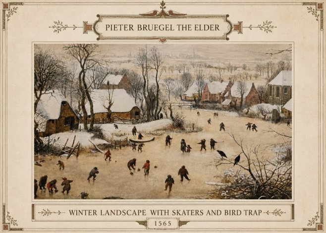Pieter Bruegel Winter Landscape with Skaters and Bird Trap No3 - Juliste