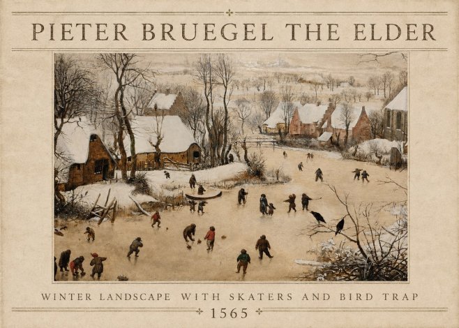Pieter Bruegel Winter Landscape with Skaters and Bird Trap No4 - Juliste