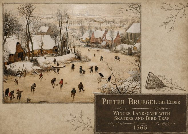 Pieter Bruegel Winter Landscape with Skaters and Bird Trap No5 - Juliste