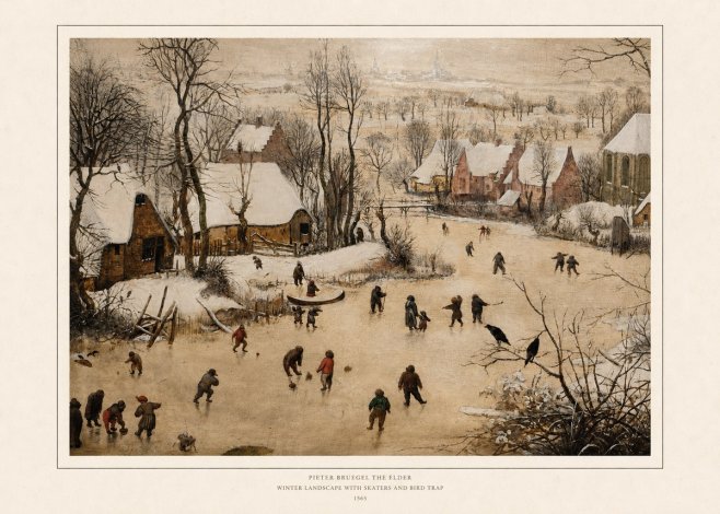Pieter Bruegel Winter Landscape with Skaters and Bird Trap No6 - Juliste