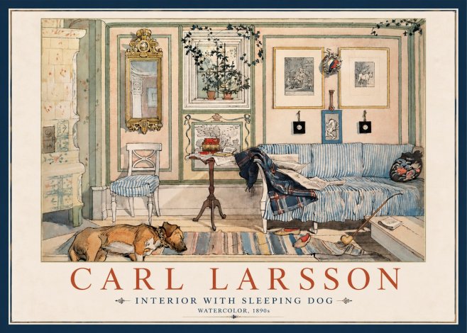Carl Larsson Interior with Sleeping Dog No2 - Juliste