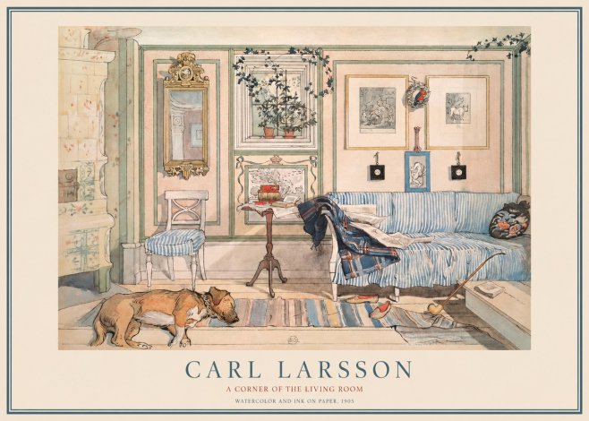 Carl Larsson Interior with Sleeping Dog No4 - Juliste
