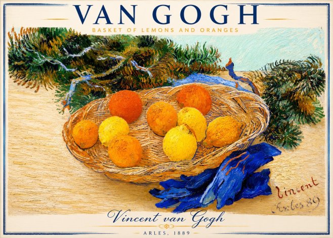 Van Gogh Basket of Lemons and Oranges No3 - Juliste