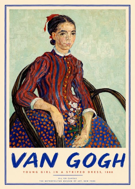 Van Gogh Young Girl in a Striped Dress, 1888 No2 - Juliste