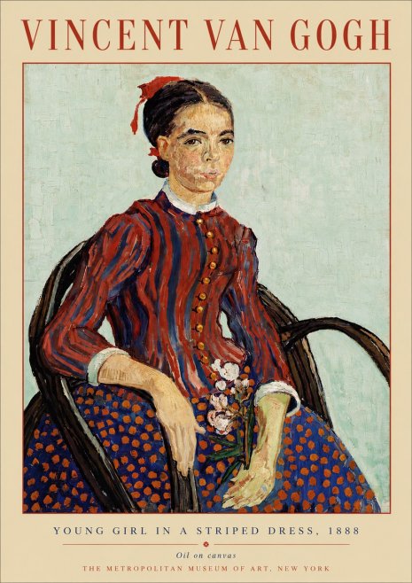 Van Gogh Young Girl in a Striped Dress, 1888 No5 - Juliste