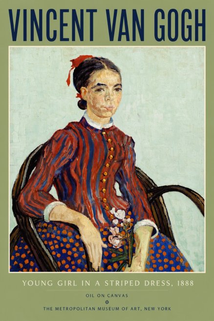 Van Gogh Young Girl in a Striped Dress, 1888 No6 - Juliste