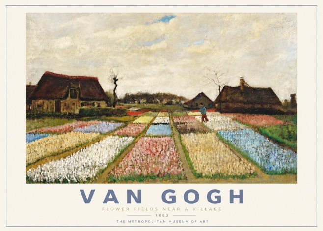 Van Gogh Flower Fields Near a Village No4 - Juliste