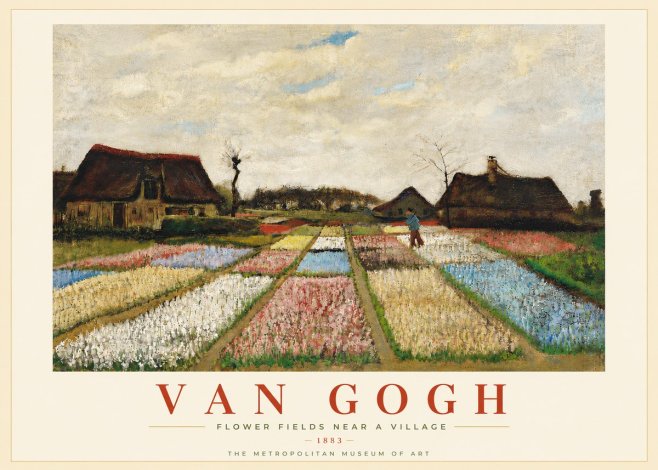 Van Gogh Flower Fields Near a Village No5 - Juliste
