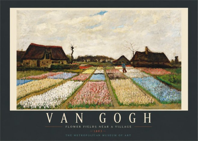 Van Gogh Flower Fields Near a Village No6 - Juliste