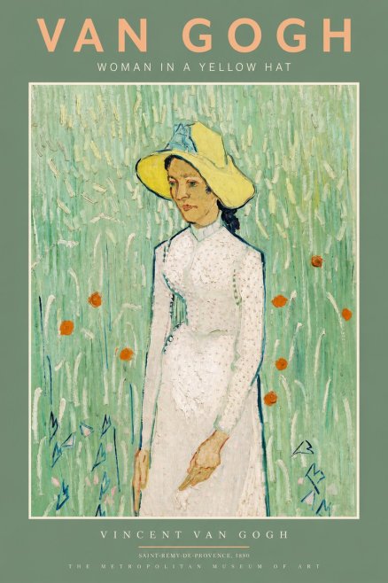 Van Gogh Woman in a Yellow Hat No2 - Juliste