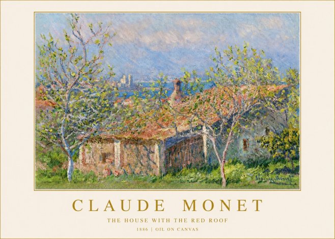 Monet The House with the Red Roof No2 - Juliste