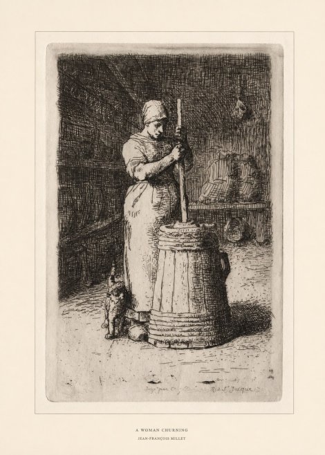Jean-François Millet A Woman Churning No6 - Juliste