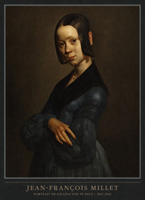 Jean-François Millet Portrait of Pauline Ono in Blue No6 - Juliste