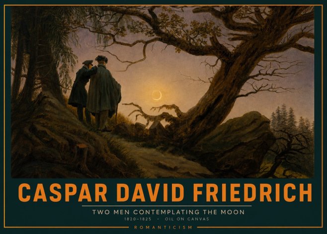 Caspar David Friedrich Two Men Contemplating the Moon II No2 - Juliste