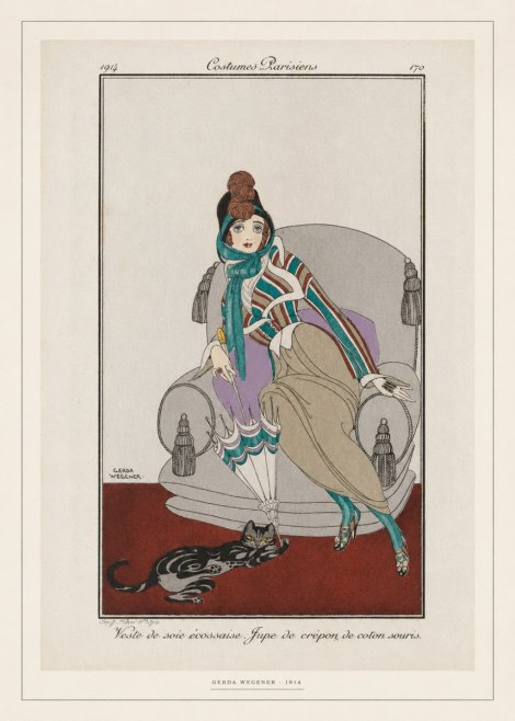 Gerda Wegener Veste De Soie Écossaise. Jupe De Crépon De Coton Souris. No6 - Juliste