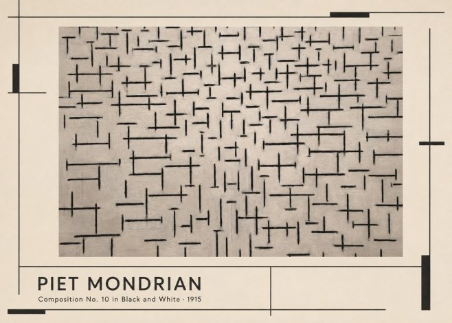 Piet Mondrian Composition No. 10 in Black and White No1 - Juliste