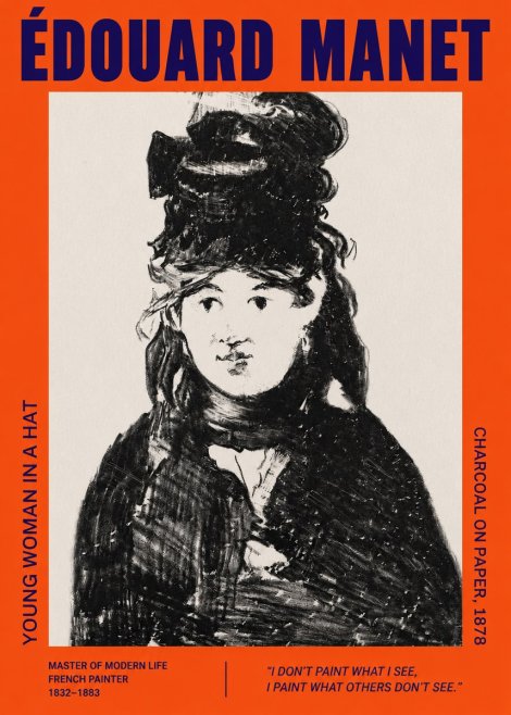 Édouard Manet Young Woman in a Hat III No2 - Juliste