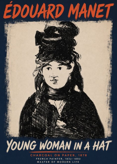 Édouard Manet Young Woman in a Hat III No4 - Juliste