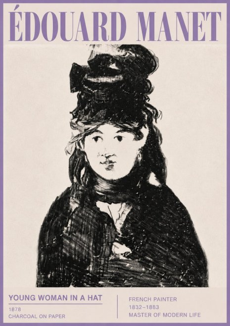 Édouard Manet Young Woman in a Hat III No5 - Juliste